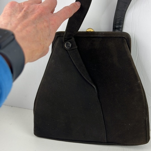 Vintage Classic Brown Brushed Suede Handbag - Picture 3 of 11